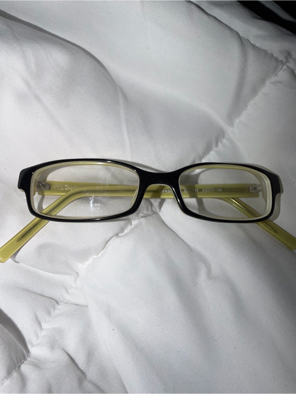 French Connection Black Rectangular Glasses with Yellow Arms